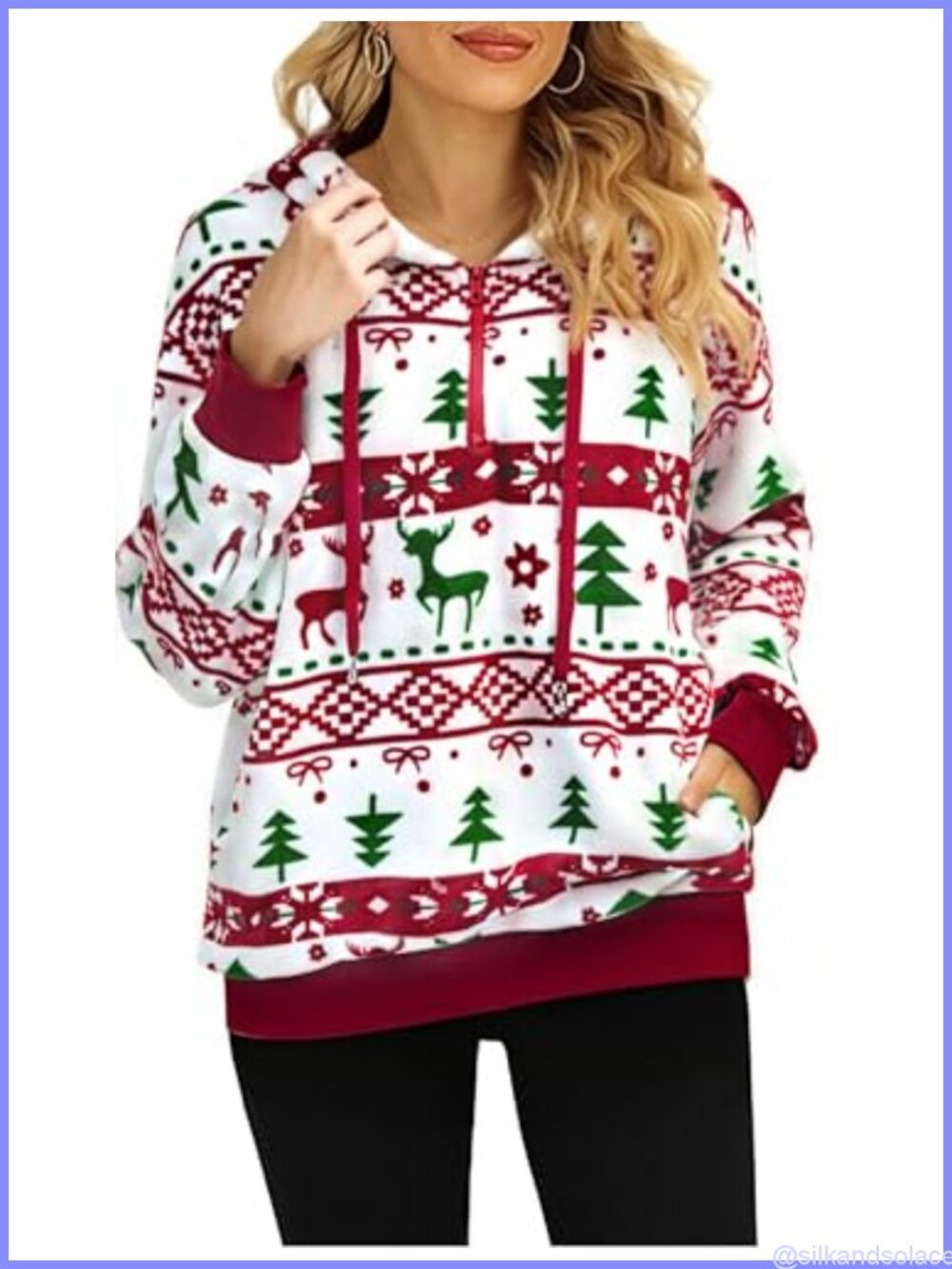 Oversized Sherpa Pullover Fuzzy Hoodie Plaid Lined Fleece Sweatshirt